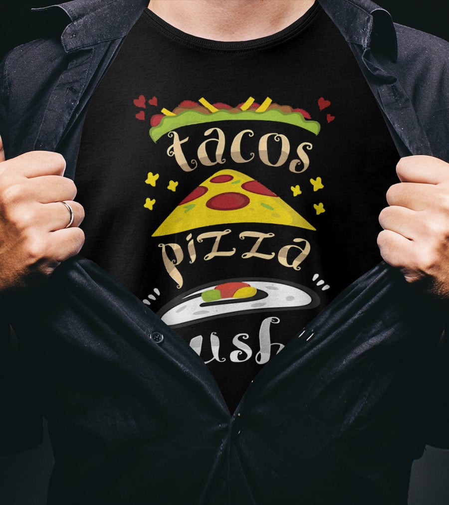 Tacos Pizza Sushi Colorful Food T-Shirt