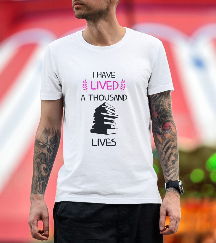 I Have Lived a Thousand Lives with Book Stack T-Shirt