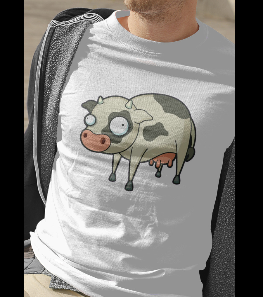 Quirky Cartoon Cow With Wide Eyes T-Shirt