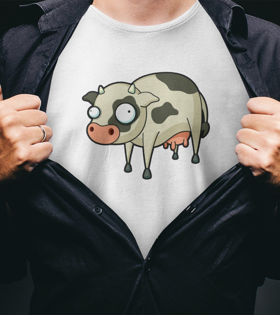 Quirky Cartoon Cow With Wide Eyes T-Shirt