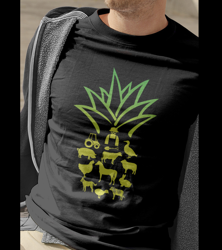 Farmer Pineapple Tractor Animals Agriculture T-Shirt
