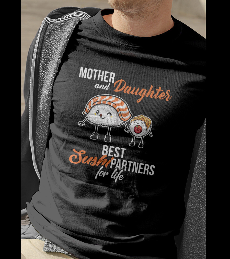 Mother And Daughter Best Sushi Partners For Life Cute Sushi Characters T-Shirt
