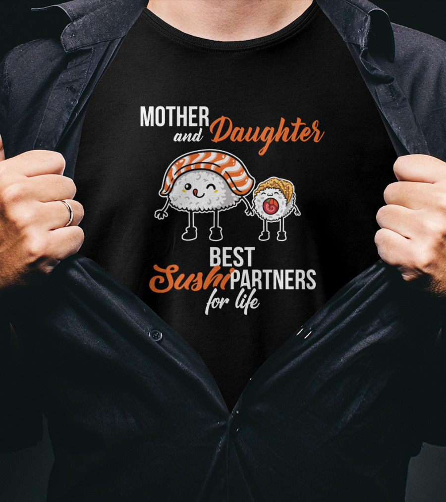 Mother And Daughter Best Sushi Partners For Life Cute Sushi Characters T-Shirt