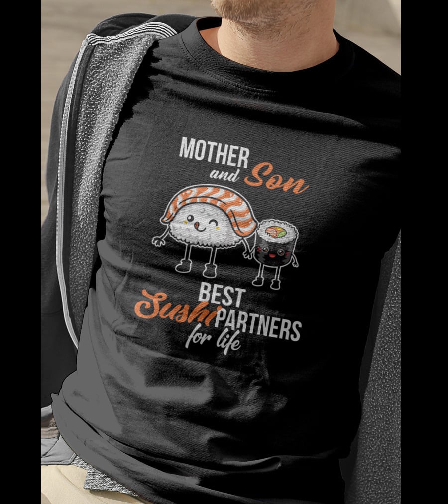 Mother And Son Best Sushi Partners For Life With Cute Sushi Characters T-Shirt