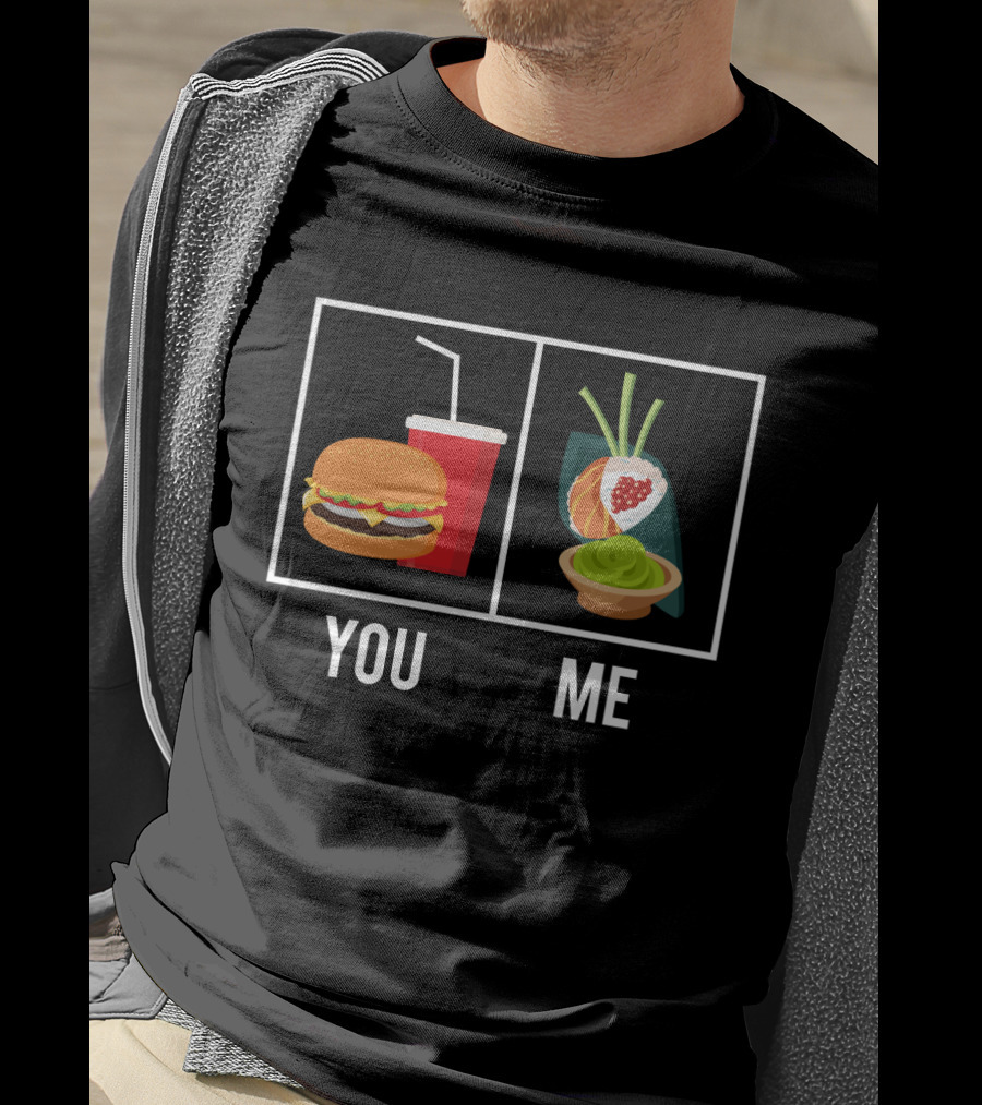 Sushi Sushi You Me Burger Drink Fun Contrast T-Shirt