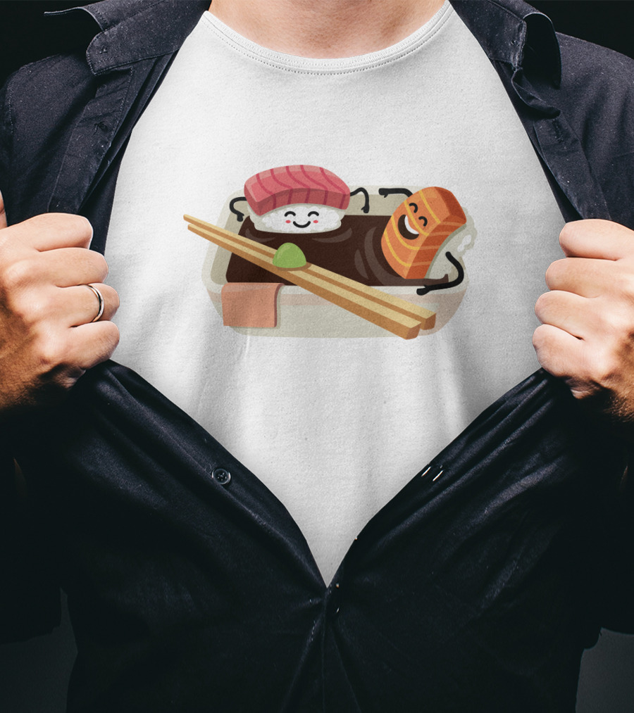 Sushi Shower Relaxing Nigiri And Salmon In Soy Sauce Bathtub T-Shirt