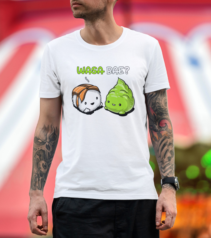 Wasa Bae Sushi and Wasabi Cute Characters Conversation T-Shirt