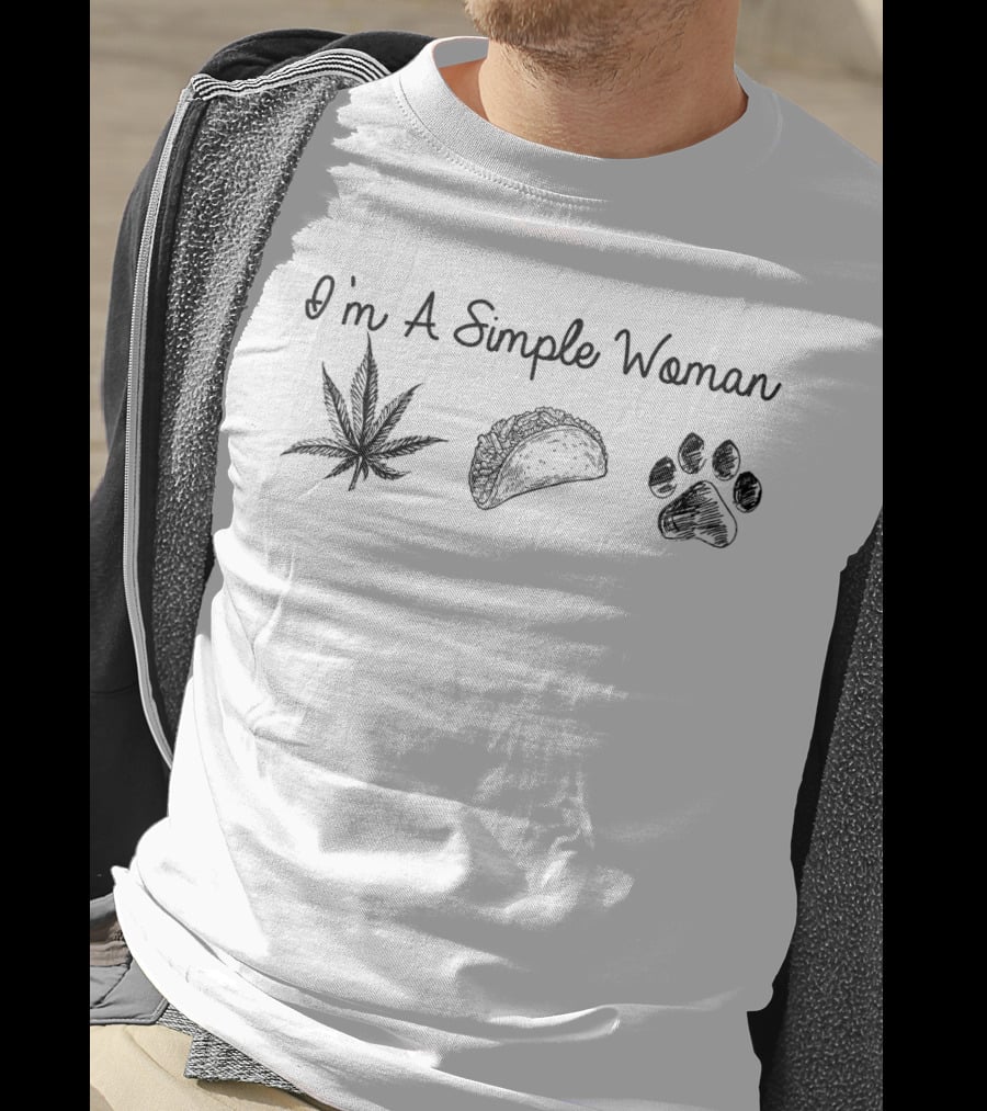 I'm A Simple Woman Tacos Cannabis Paw Prints T-Shirt