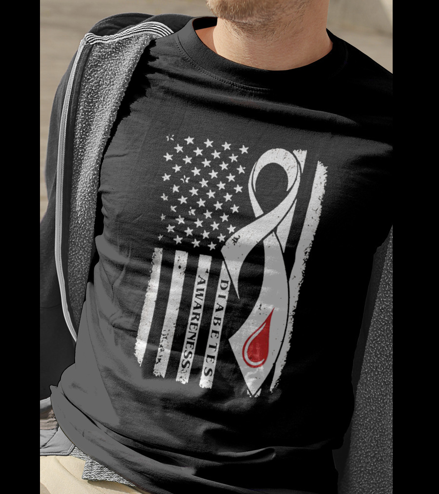 USA Flag Diabetes Awareness T-Shirt