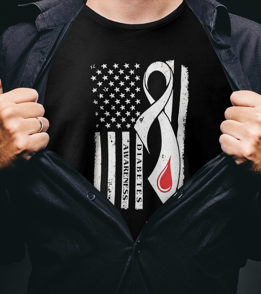 USA Flag Diabetes Awareness T-Shirt