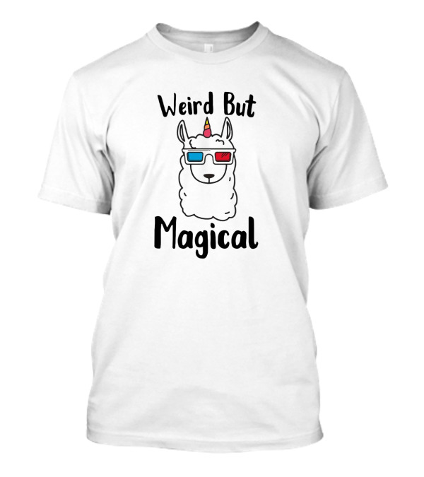 Weird But Magical Llamacorn Wearing 3D Glasses T-Shirt