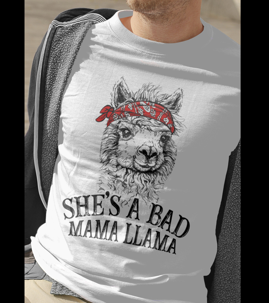 She's A Bad Mama Llama Red Bandana T-Shirt