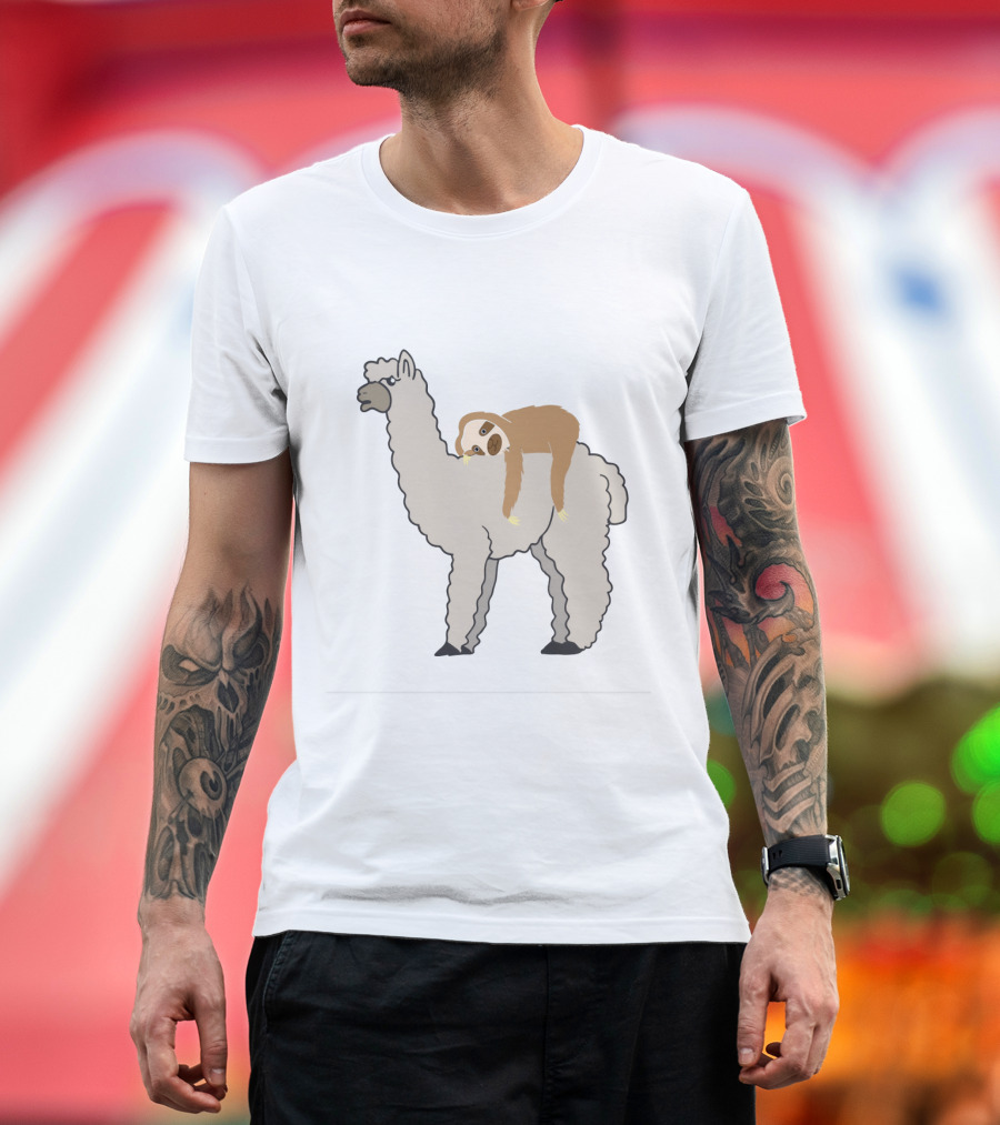 Adorable Sloth Laying on a Llama T-Shirt