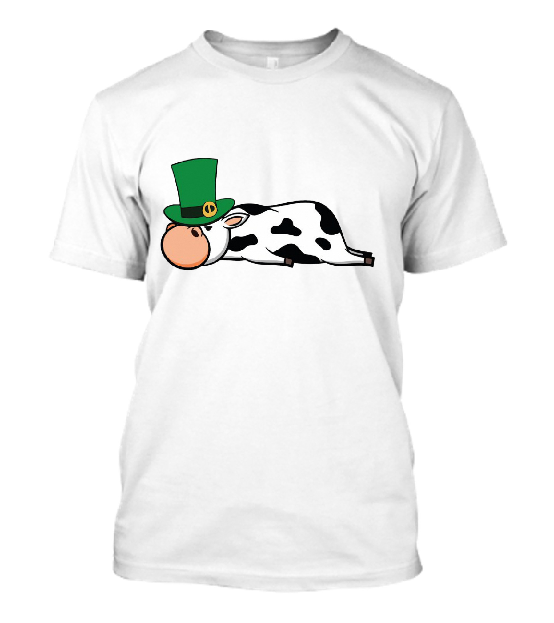 St Patricks Day Drunken Beer Party Cow With Irish Leprechaun Hat T-Shirt
