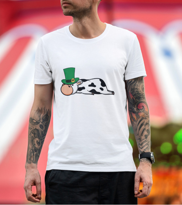 Premium T-Shirt: St Patricks Day Drunken Beer Party Cow with Irish Leprechaun Hat T-Shirt St Patricks Day Drunken Beer Party Cow with Irish Leprechaun Hat T-Shirt