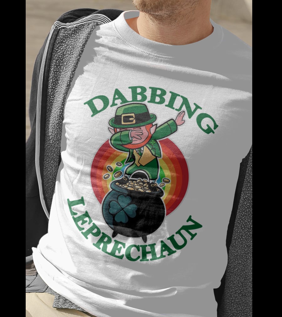 Dabbing Leprechaun Pot Of Gold St. Patrick's Day Rainbow T-Shirt