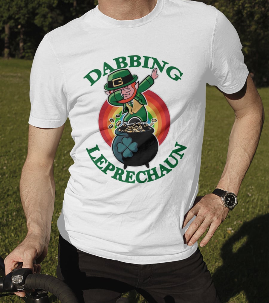 Dabbing Leprechaun Pot Of Gold St. Patrick's Day Rainbow T-Shirt