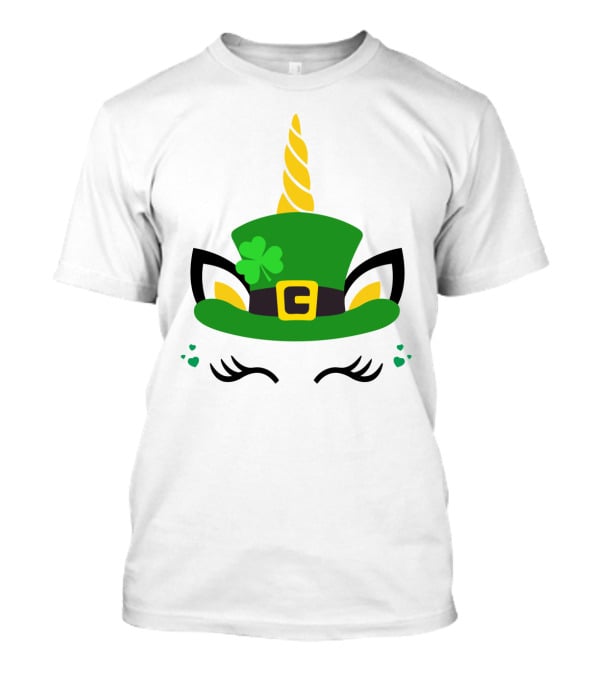 Unicorn Shamrocks Leprechaun Hat Clover St. Patrick's Day Magic Icons T-Shirt