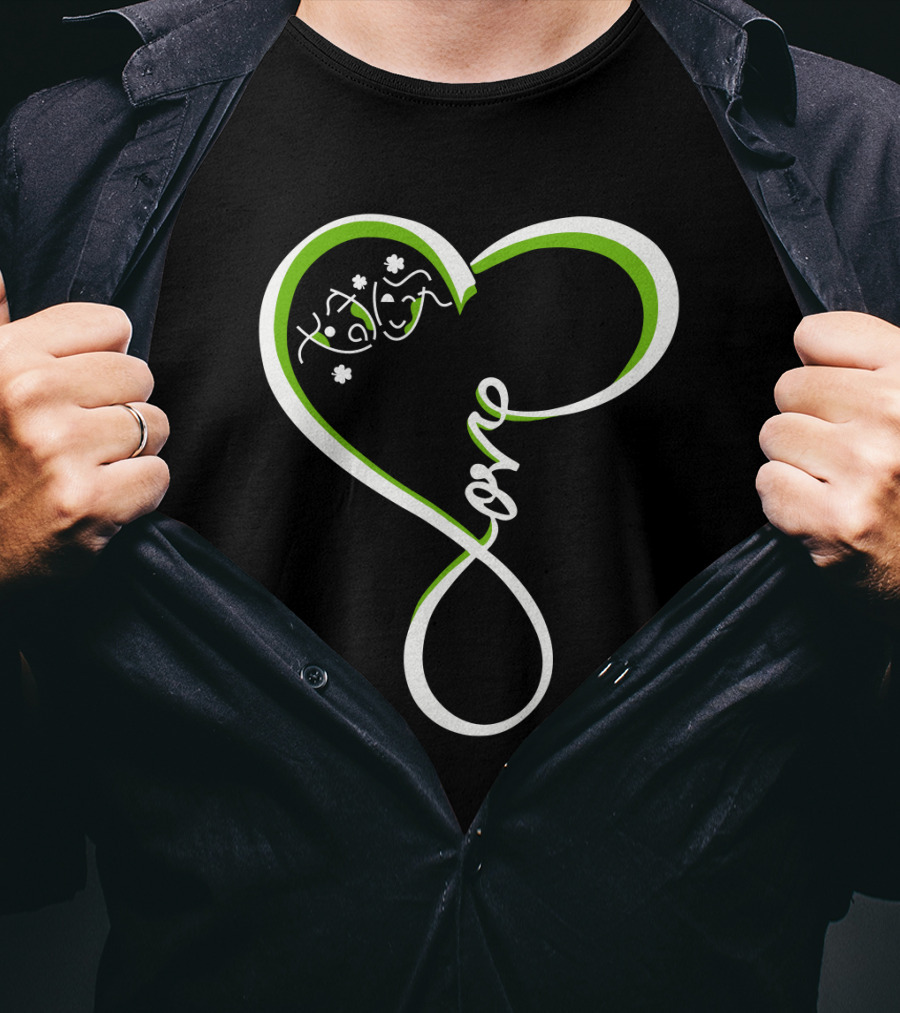 Irish Shamrock Heart Love T-Shirt