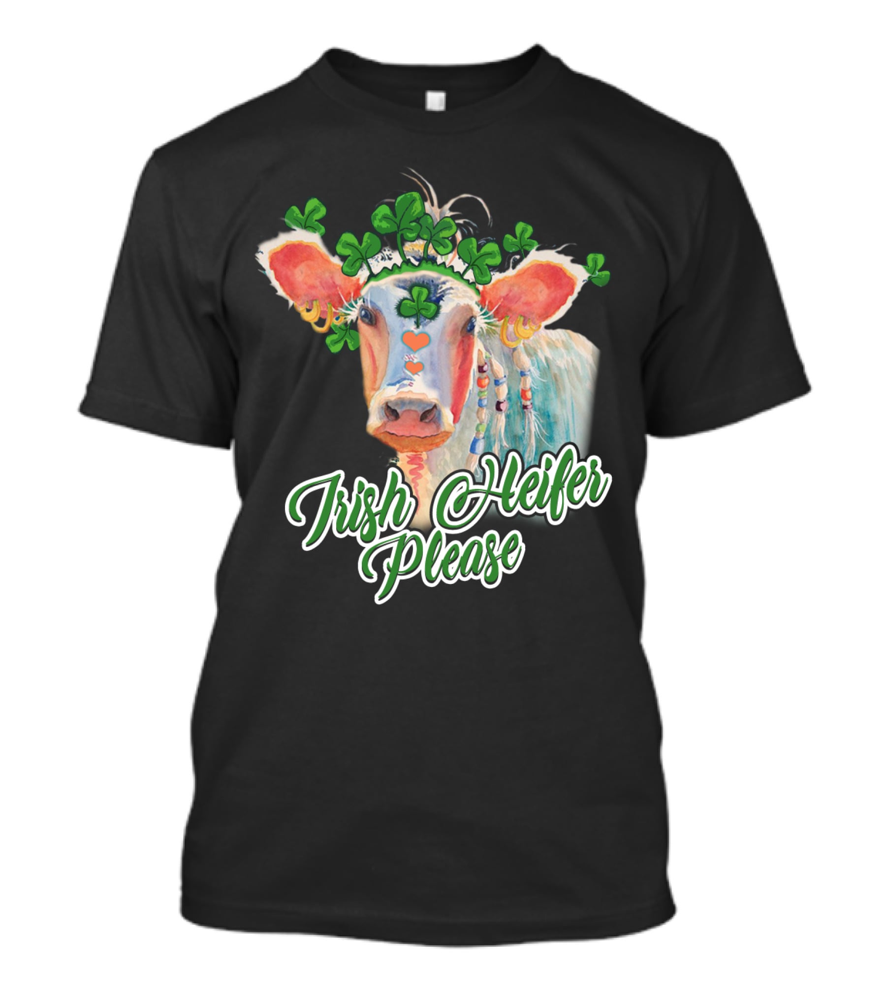 Irish Heifer Please With Shamrock Cow T-Shirt