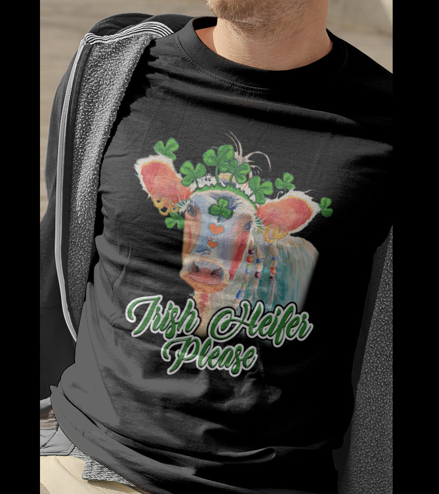 Irish Heifer Please With Shamrock Cow T-Shirt