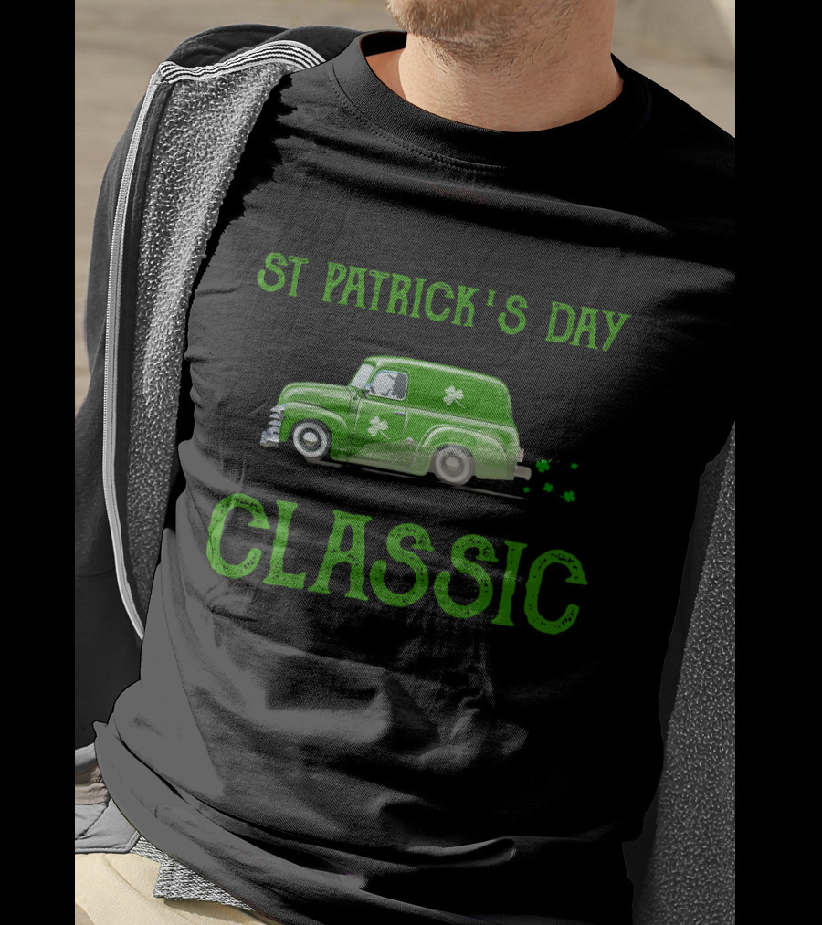 St Patrick's Day Classic Green Truck With Shamrocks T-Shirt