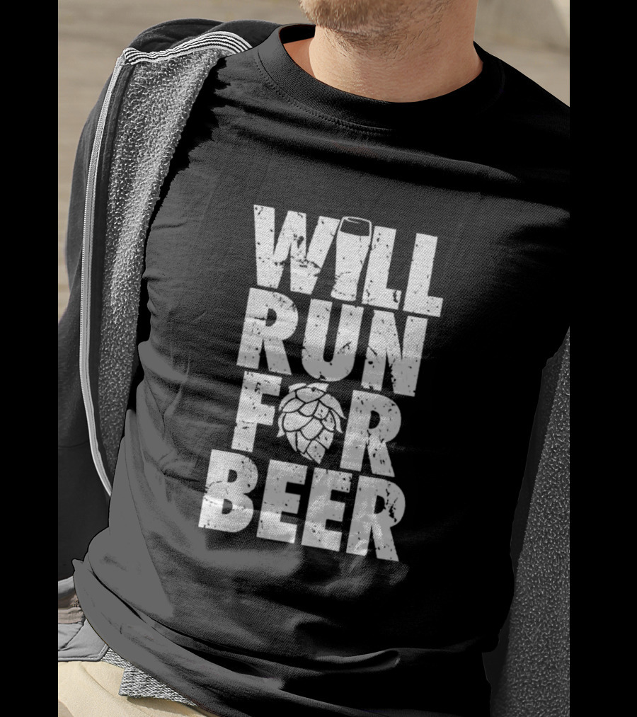 Will Run For Beer Pint Glass And Hop T-Shirt