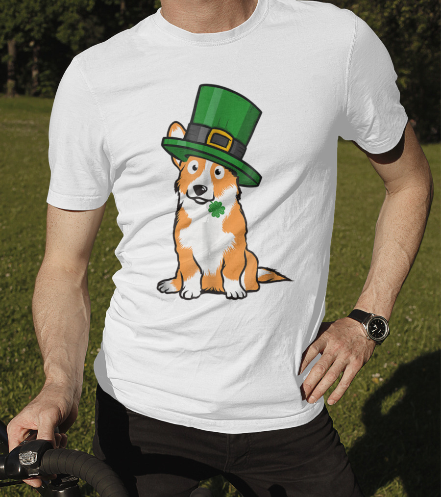 Lucky Corgi Dog St Patrick's Day Hat Shamrock T-Shirt