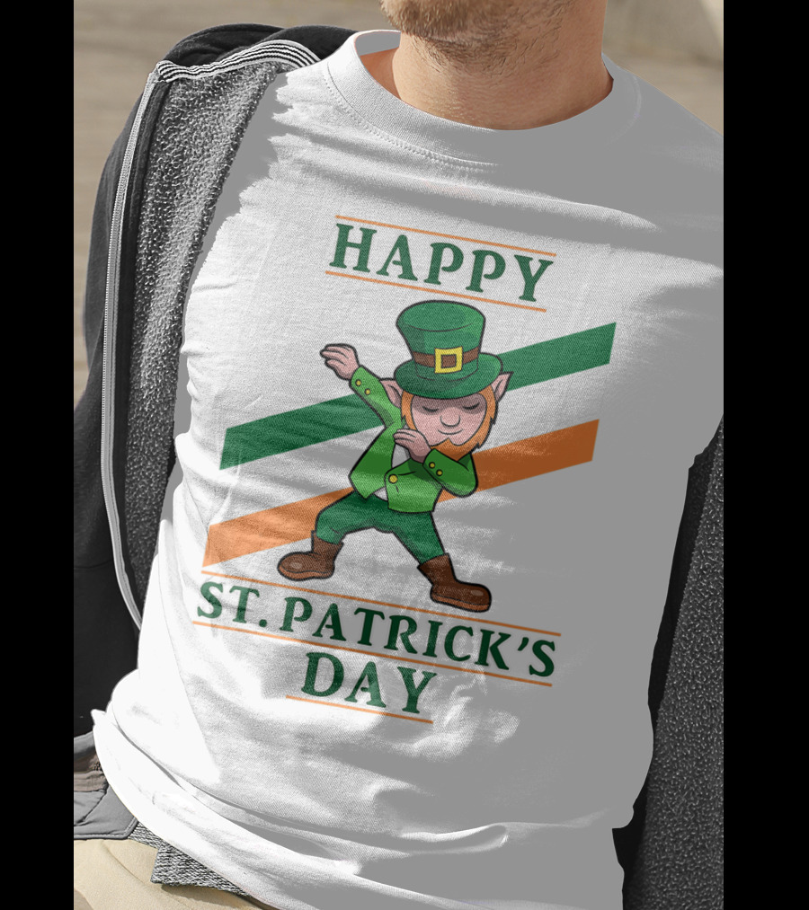 Happy St. Patrick's Day Dabbing Leprechaun Irish Flag T-Shirt