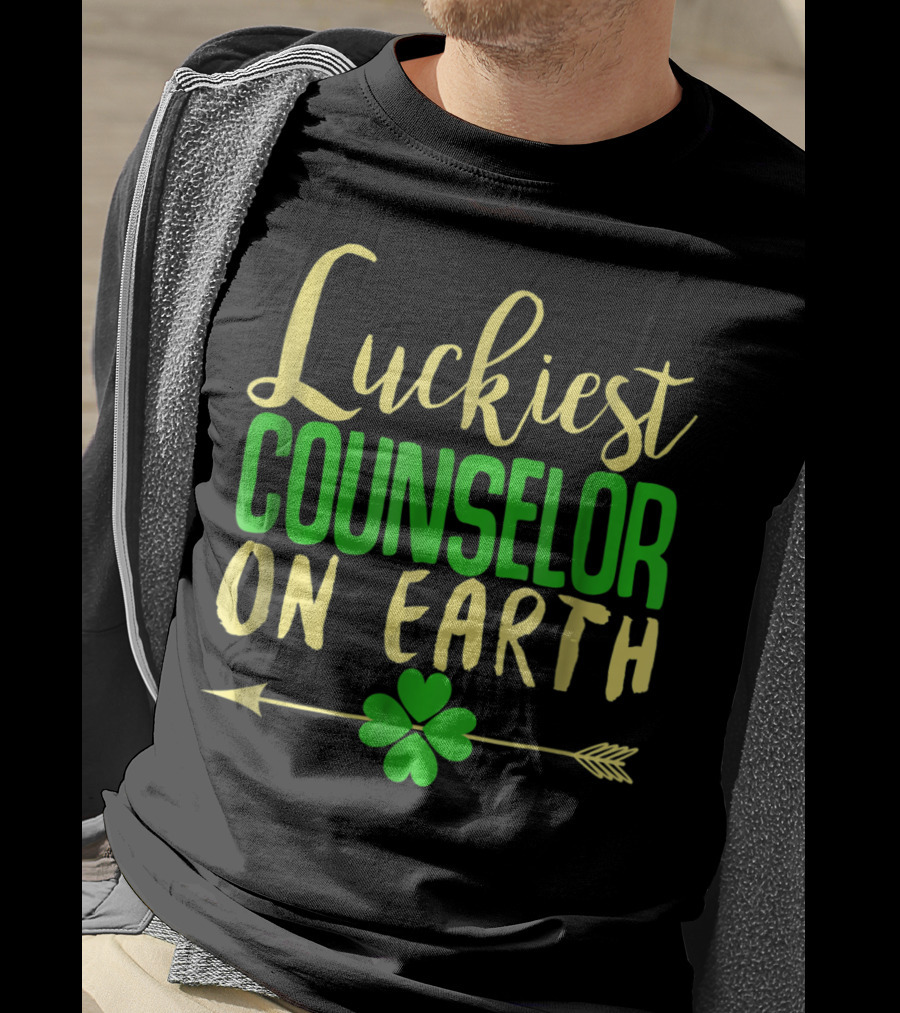 Luckiest Counselor On Earth Lucky School Shamrock Arrow T-Shirt
