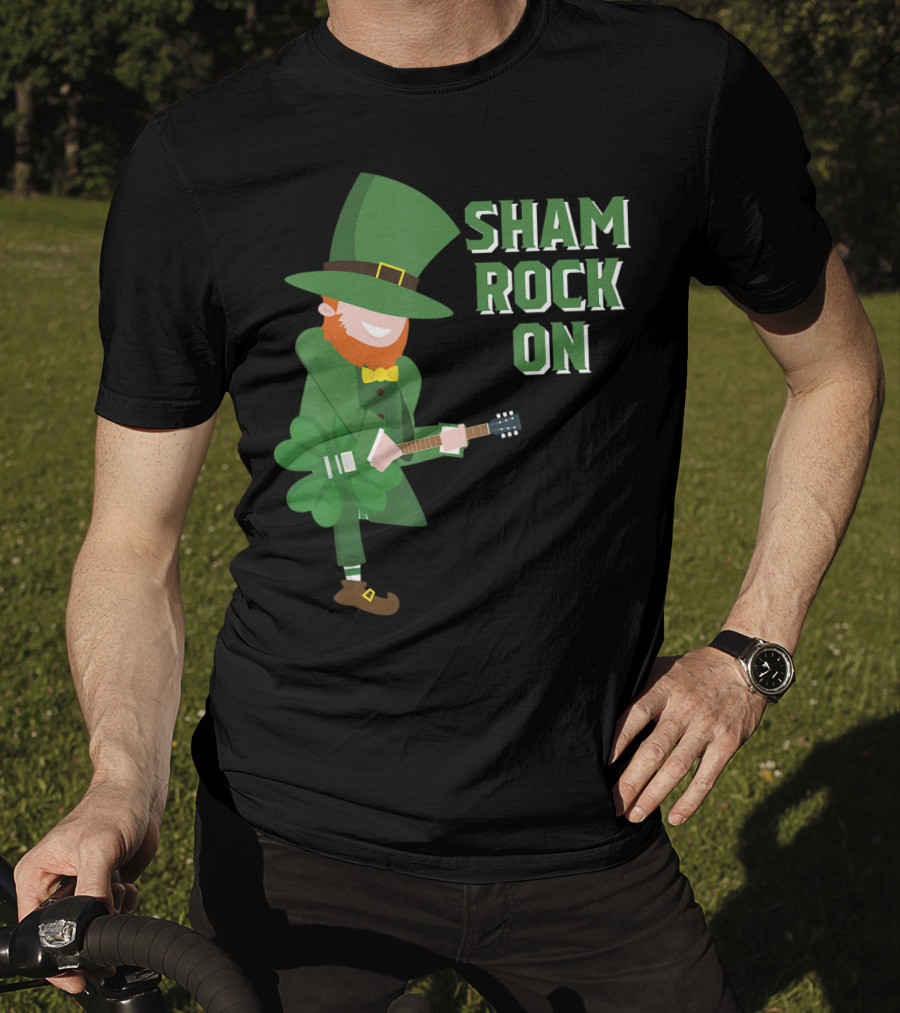 Shamrock On Cute Elf Playing Guitar St. Patrick's Day T-Shirt