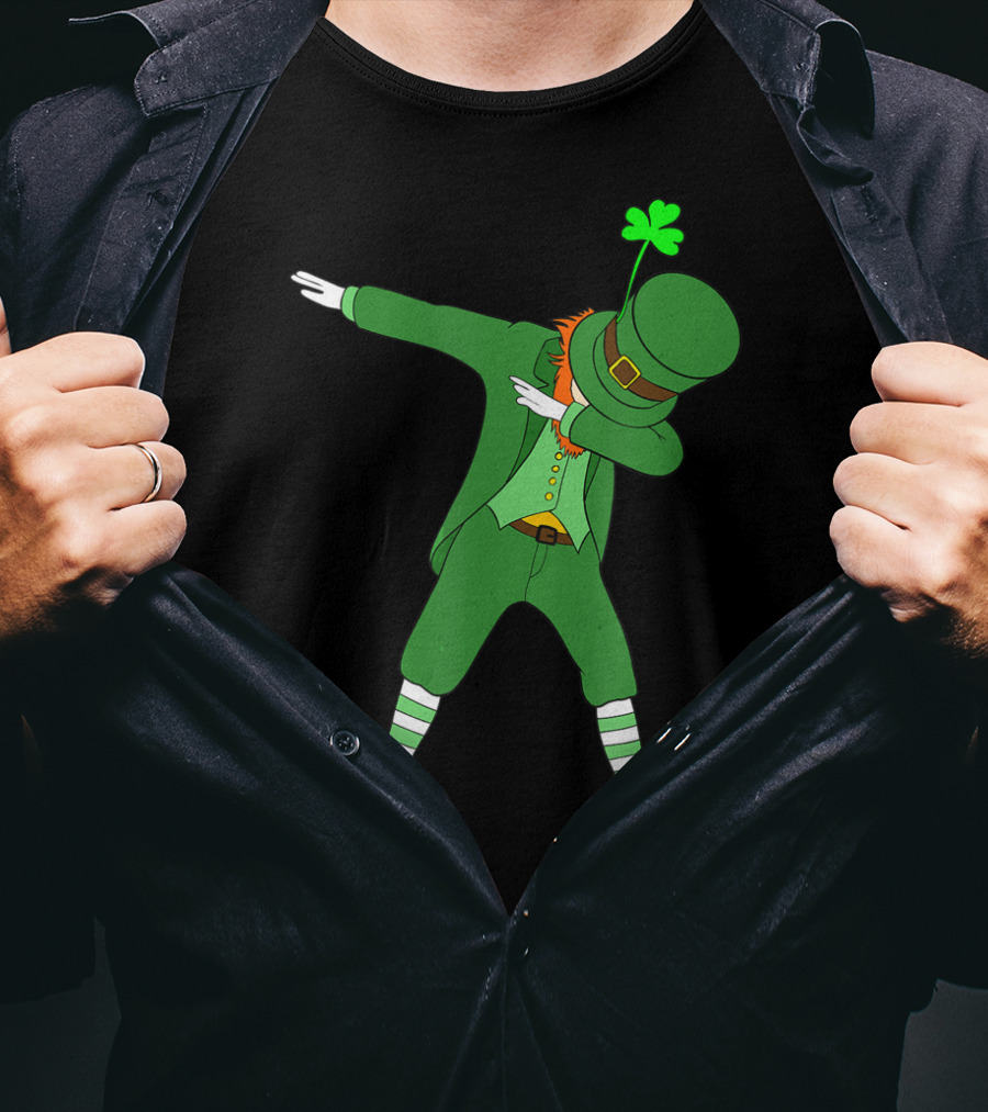 Dabbing Leprechaun St Patricks Day Boys Dab Shamrock Hat T-Shirt