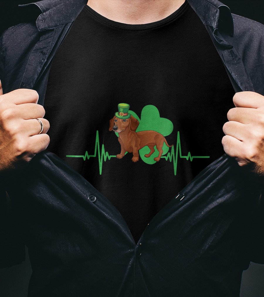 Dachshund Dog Heartbeat Clover St. Patrick's Day Hat T-Shirt