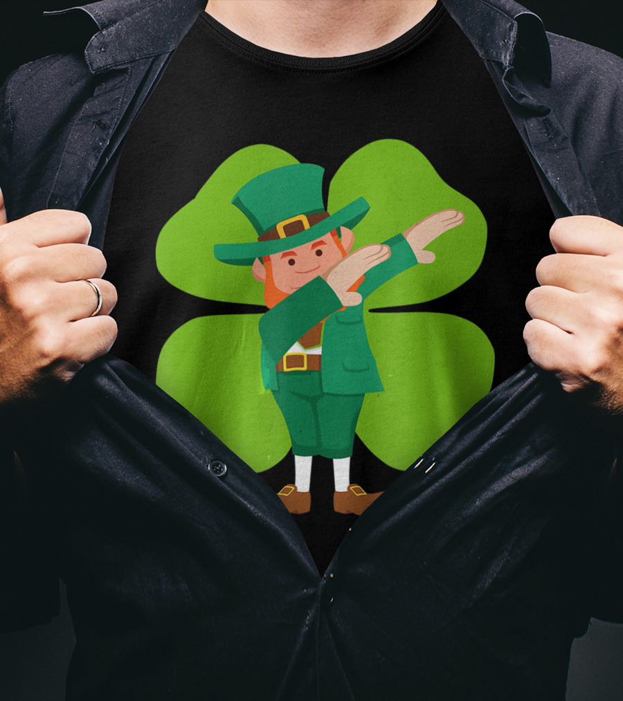Dabbing Leprechaun Lucky Clover Dance T-Shirt