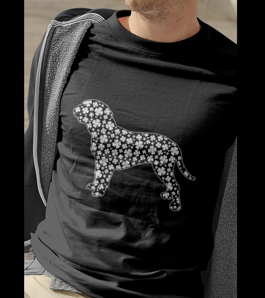 Dogue De Bordeaux Clover Pattern Irish Patrick Day T-Shirt