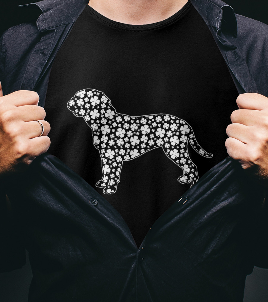 Dogue De Bordeaux Clover Pattern Irish Patrick Day T-Shirt