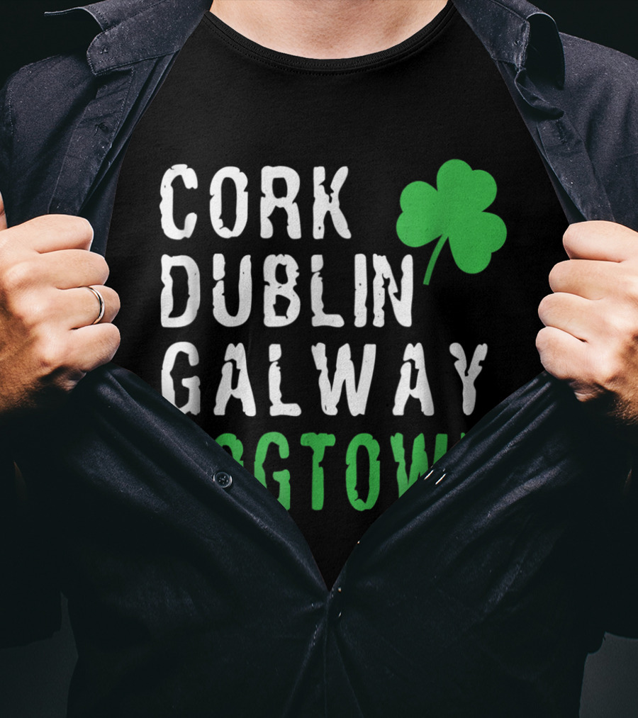 Cork Dublin Galway Dogtown St. Patrick's Day St. Louis Irish Cities Shamrock T-Shirt