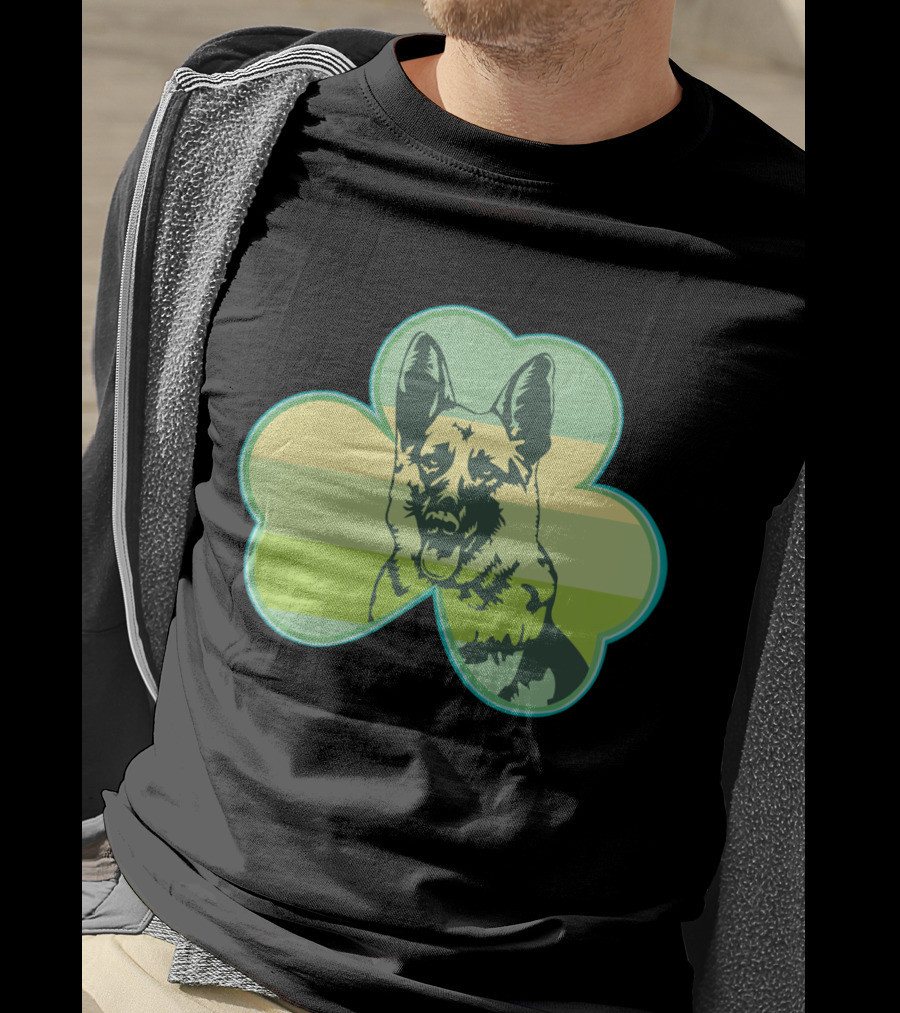 German Shepherd Shamrocks Clover Love T-Shirt