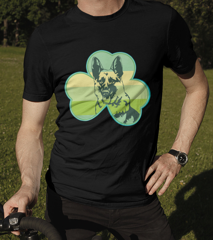 German Shepherd Shamrocks Clover Love T-Shirt