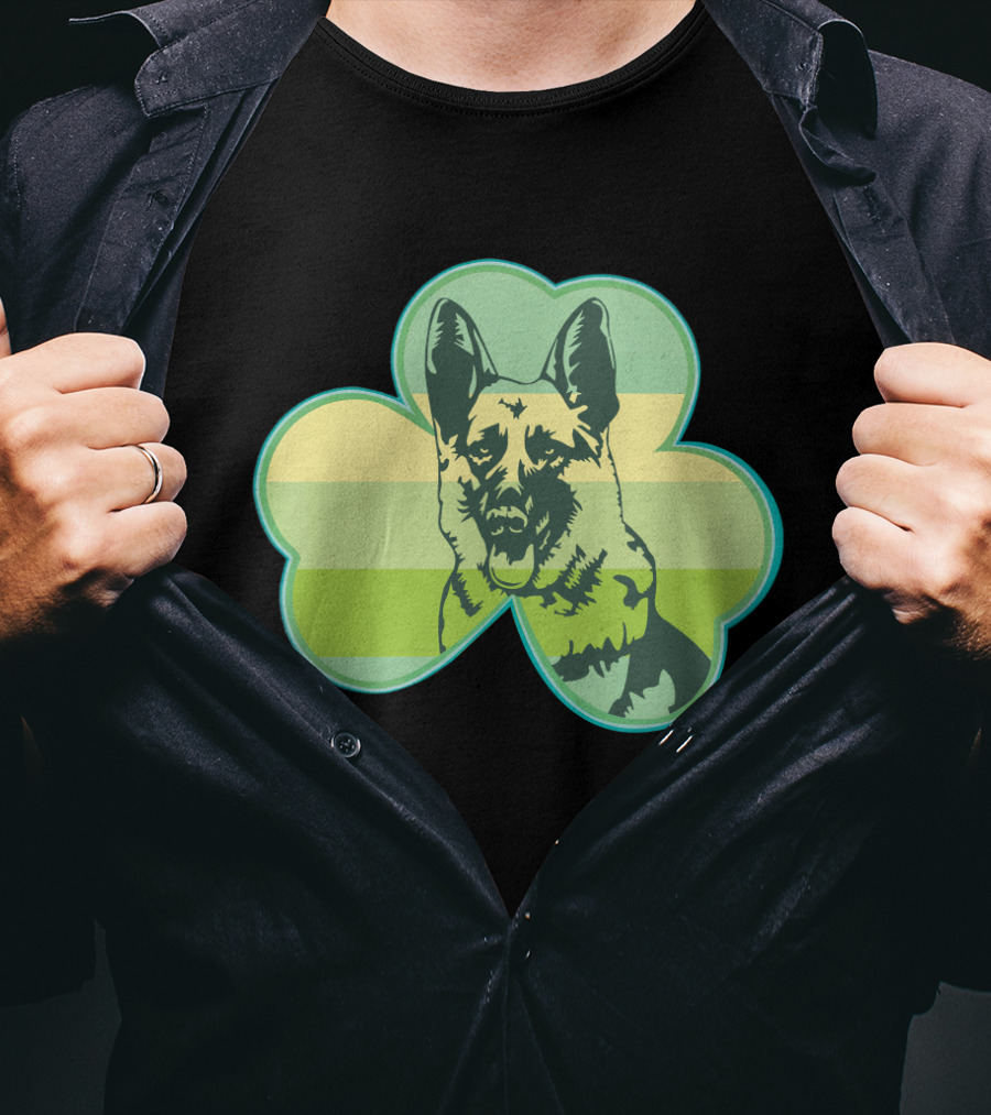 German Shepherd Shamrocks Clover Love T-Shirt