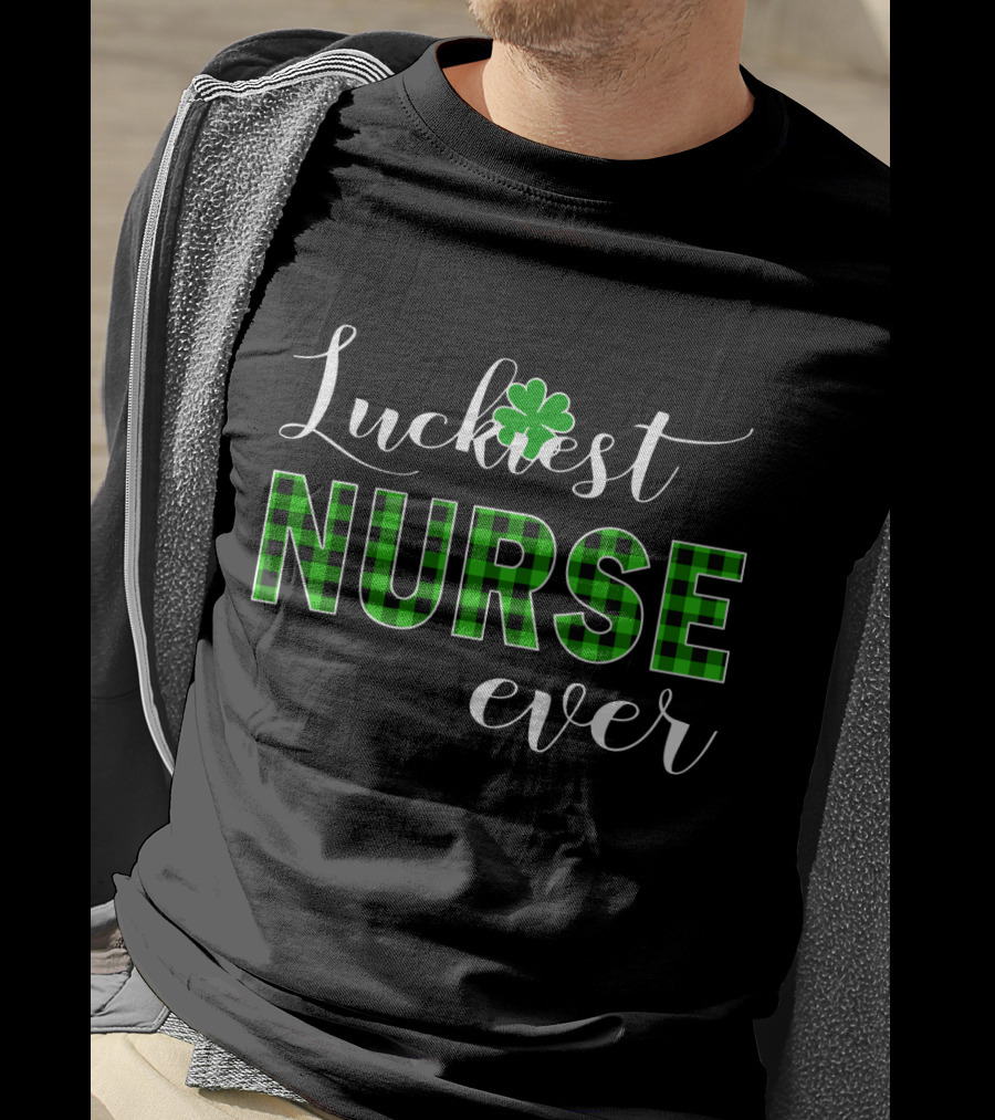 Luckiest Nurse Ever Shamrock Plaid T-Shirt