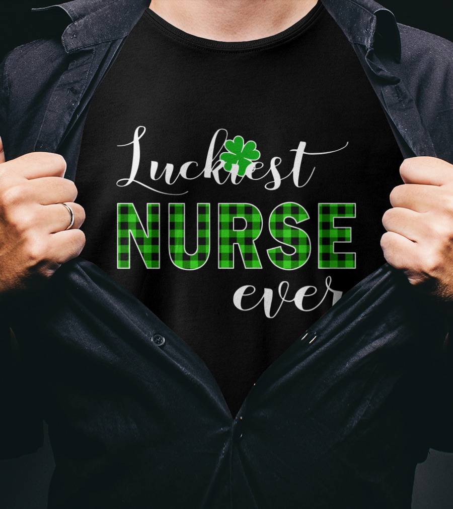 Luckiest Nurse Ever Shamrock Plaid T-Shirt