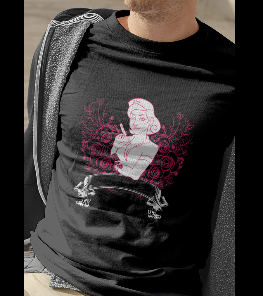 Nurse Life Floral Badge T-Shirt