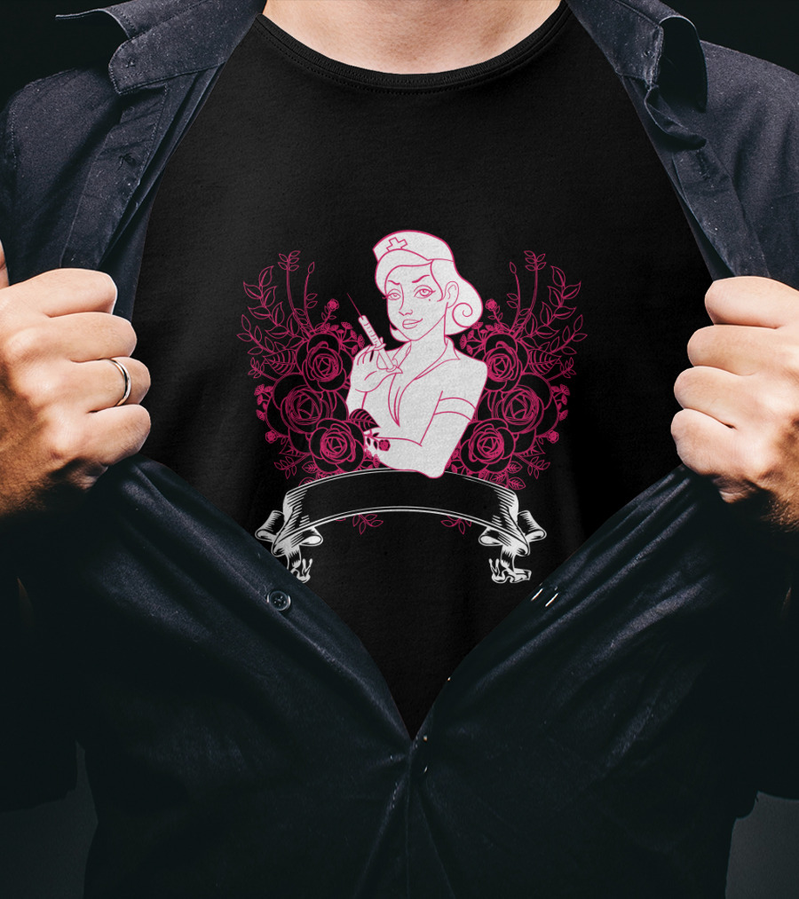 Nurse Life Floral Badge T-Shirt