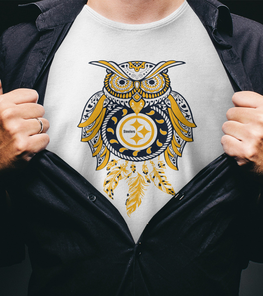 Steelers Owl Dreamcatcher Yellow T-Shirt