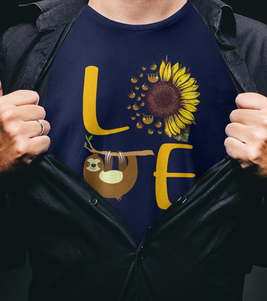 Love Sunflower Sloth Bees T-Shirt