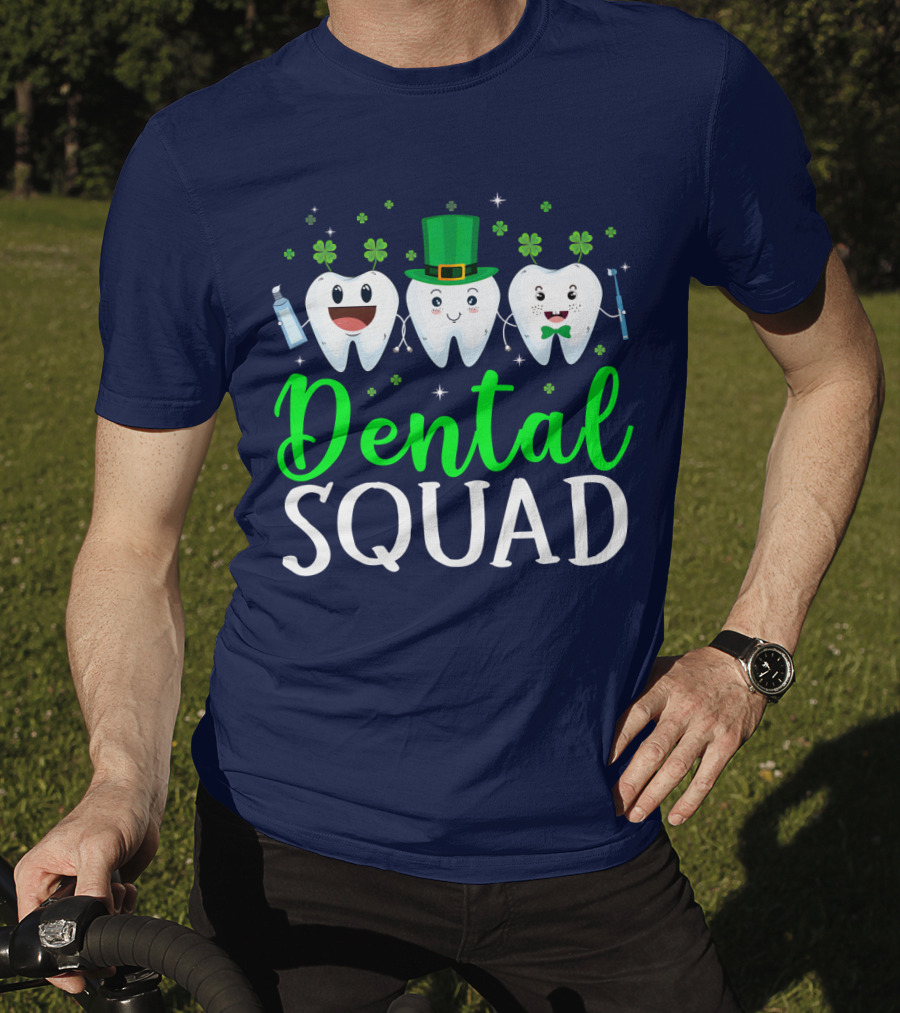 Dental Squad Funny Dentist St. Patrick's Day Tooth Trio T-Shirt