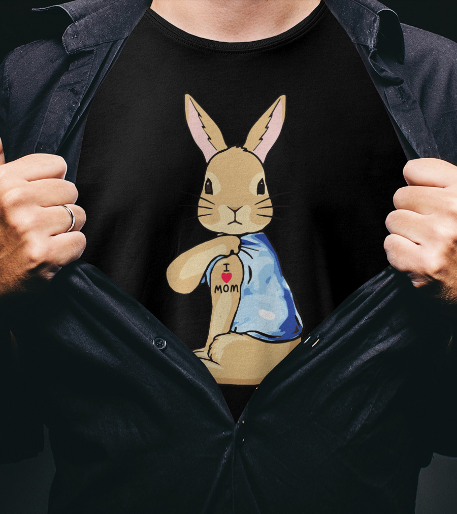 Bunny Rabbit I Love Mom Tattoo T-Shirt