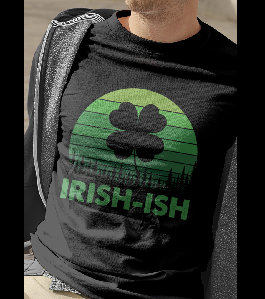 IRISH-ISH Shamrock Sunset Forest Lines T-Shirt
