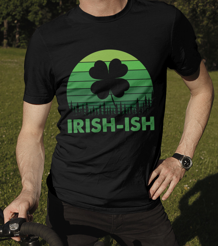IRISH-ISH Shamrock Sunset Forest Lines T-Shirt
